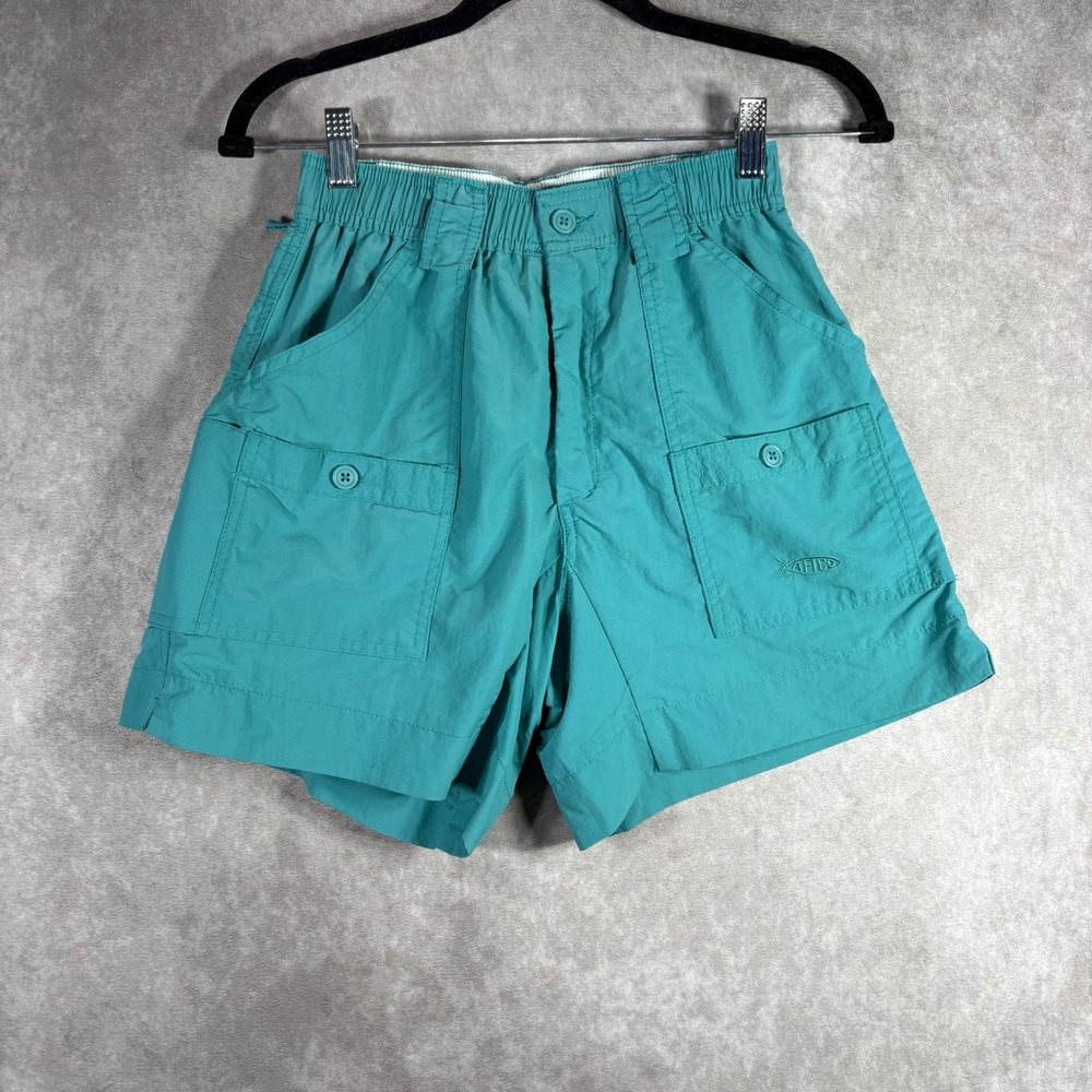 AFTCO Fishing Shorts Mens Size 28 Teal Blue Original Fishing Shorts Nylon Cargo